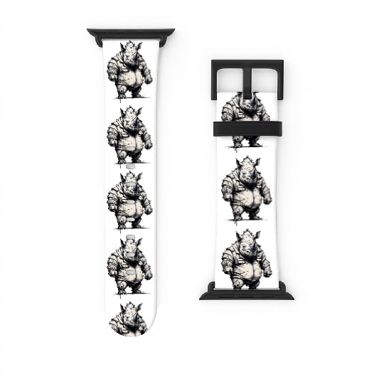 Combative Rhinoceros Watch Bands For Apple Watch