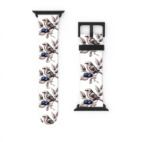 Bird on a Blueberry Branch Watch Bands For Apple Watch