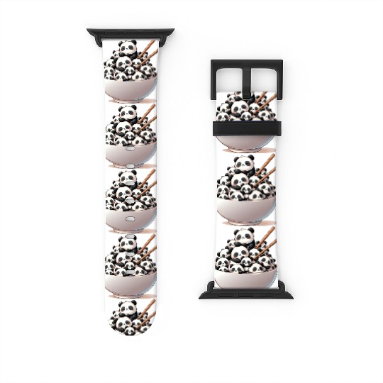 Cute Panda Eats Ramen Noodles Panda Ramen Watch Bands For Apple Watch