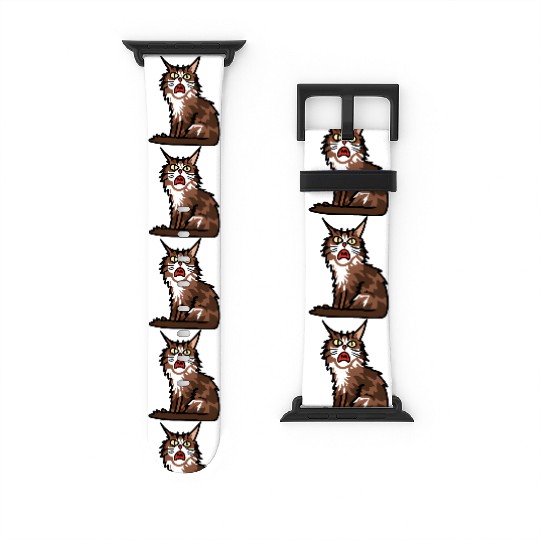 Maine Cat - Grumpy or Surprised Expression Watch Bands For Apple Watch