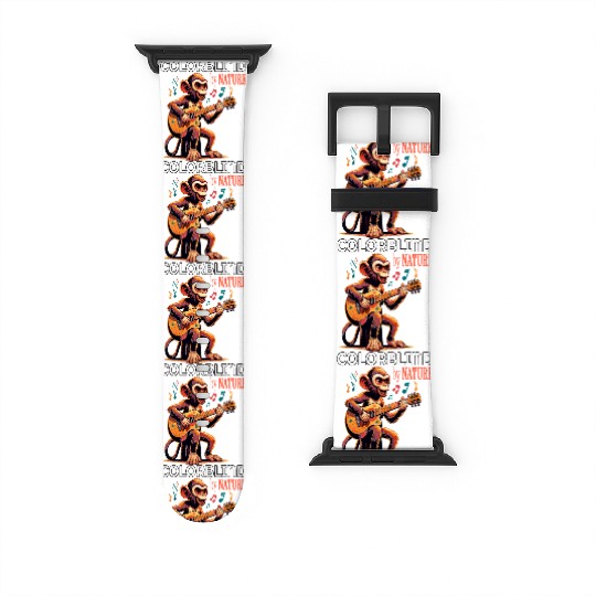 Colorblind by Nature, Melodic Monkey Strums Watch Bands For Apple Watch