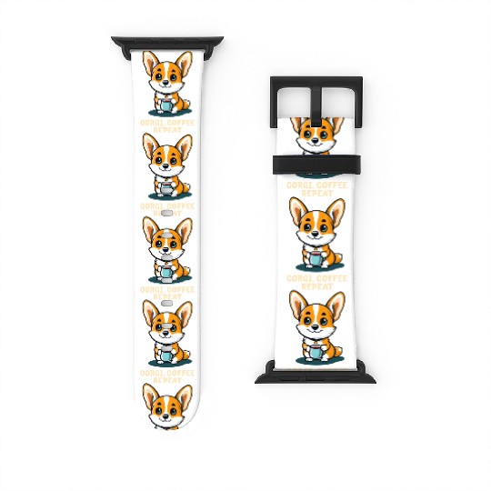 Corgi Mom Dad Corgi Coffee Repeat Watch Bands For Apple Watch
