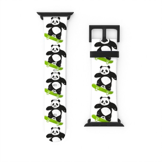 Cute Panda Skater Green Watch Bands For Apple Watch