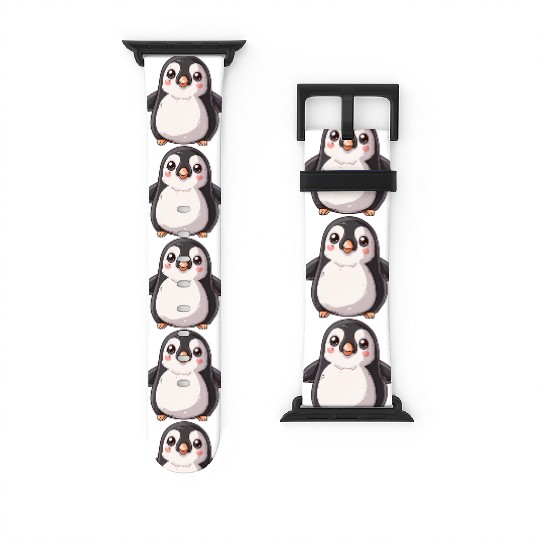 Adorable Penguin Character Standing Alone Watch Bands For Apple Watch