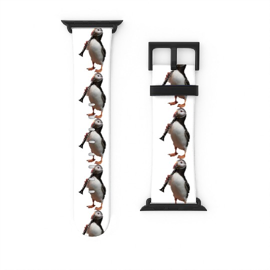 Atlantic Puffin Playing Clarinet Realistic Watch Bands For Apple Watch