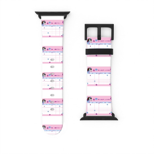Timetable for Kids - Pony Flowers pink - French Watch Bands For Apple Watch