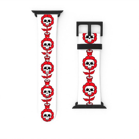 Evil Skull Flower Horror Halloween Skeleton Head Watch Bands For Apple Watch