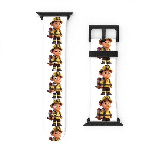 Friendly Firefighter Cartoon Character Watch Bands For Apple Watch