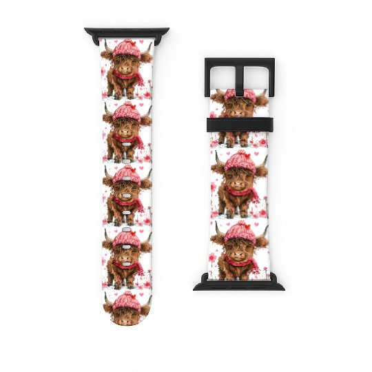Cute Highland Cow Valentines Day Watch Bands For Apple Watch