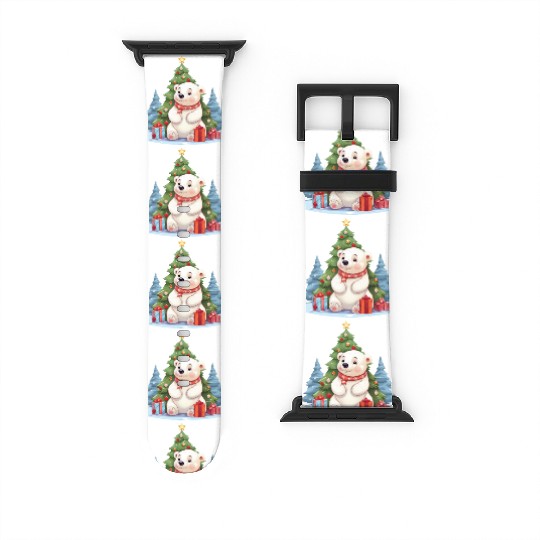 Christmas Polar Bear with Christmas Tree Watch Bands For Apple Watch