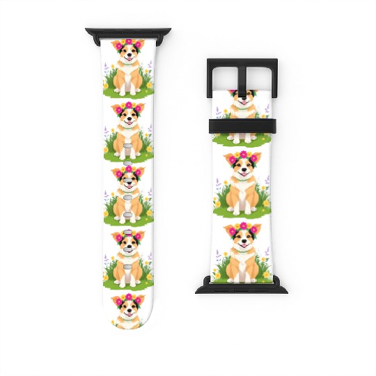 Flower Crown Corgi Watch Bands For Apple Watch