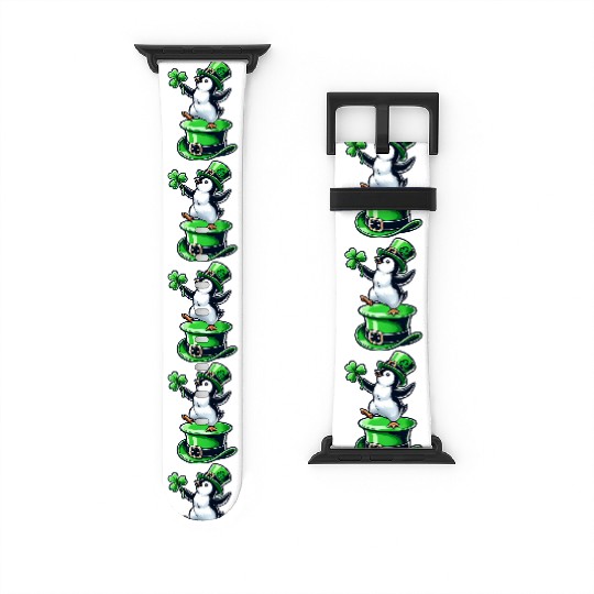 St. Patrick's Day Penguin top hat dancing clover Watch Bands For Apple Watch