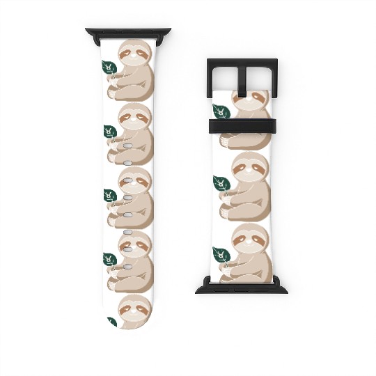 Taurus Zodiac Sloth Holding Leaf Watch Bands For Apple Watch