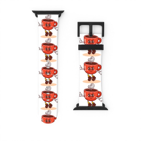 Whimsical Coffee Cup Character Watch Bands For Apple Watch