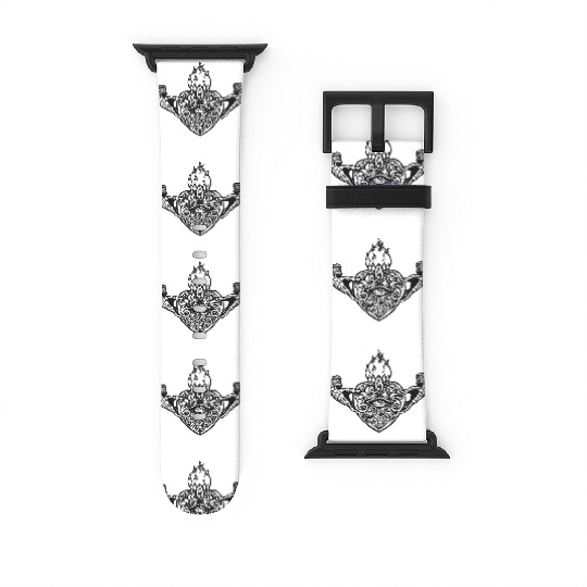 Sacred Heart Claddagh Symbol - White Watch Bands For Apple Watch
