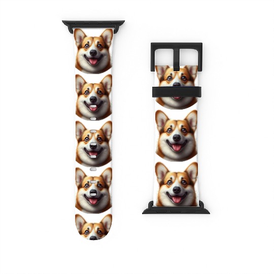 Vibrant Corgi Face Illustration Watch Bands For Apple Watch