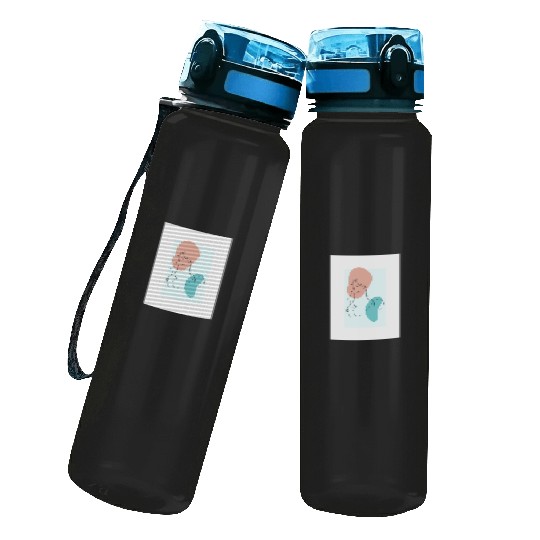 beige minimalist woman line art Water Track Bottles