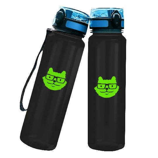 Nerd Cat Horn-rimmed Glasses Geek Smart Kitten Fun Water Track Bottles