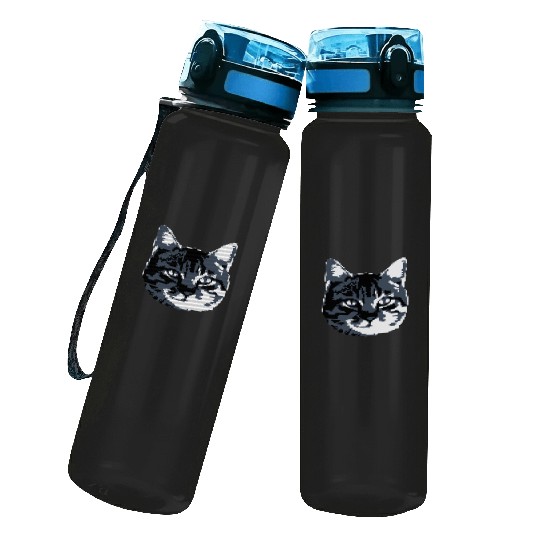 Cat Lover Realistic Pet Face Cute Cool Kitten Head Water Track Bottles
