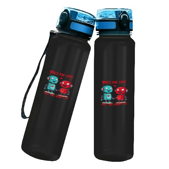 Valentine's Day Gift: Two Robots in Love on Bella Water Track Bottles