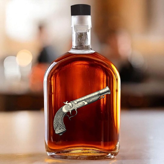 Retro pirates gun design Whiskey Bottles