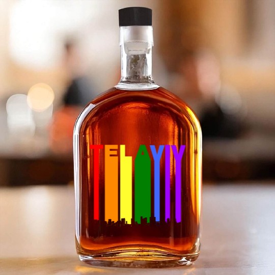 Tel Aviv Israel Skyline Rainbow LGBT Gay Pride Whiskey Bottles