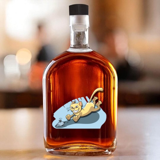 Cat Running After Rat - Tom and Jerry Illustration Whiskey Bottles