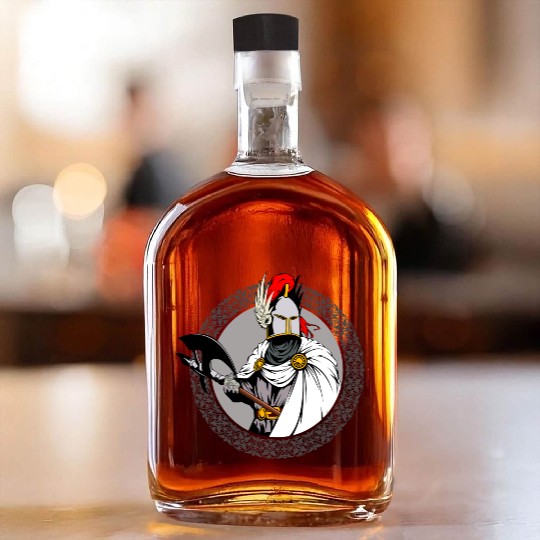 ancient warrior Sparta ax helmet raincoat pattern Whiskey Bottles