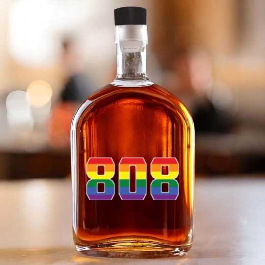 Gay Pride 808 Honolulu Area Code Whiskey Bottles