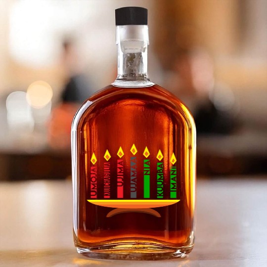 Kwanzaa Holiday Candles Whiskey Bottles