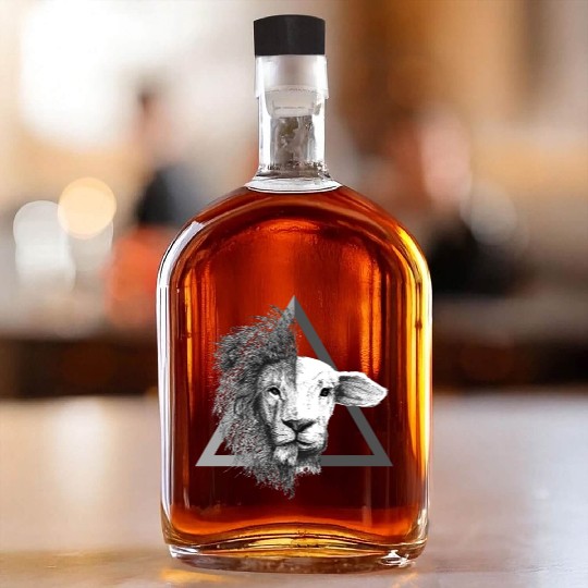Christian,Bible Quote,Lion and Lamb Whiskey Bottles