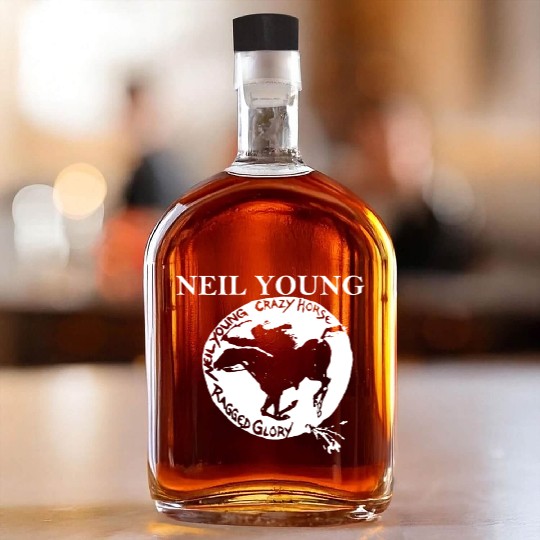 Neil Young Crazy Horse Unisex Retro Rock Horse Whiskey Bottles