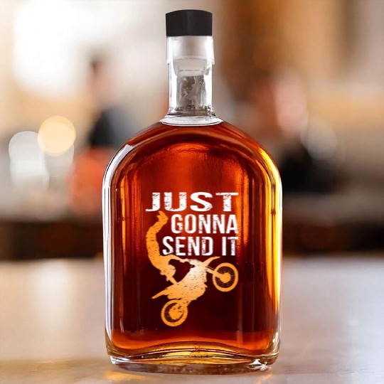 Just Gonna Send It Bike Whiskey Bottles