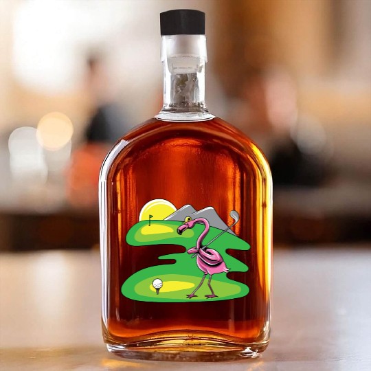 Flamingo play golf flamingo lover golf Whiskey Bottles