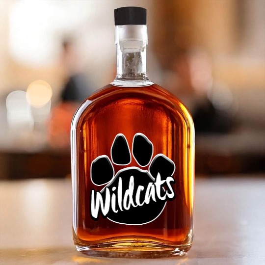 Wildcats Paw Print Mascot School Pride Whiskey Bottles