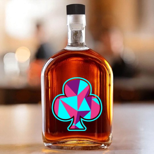 Playing card clover gift game player poker neon Whiskey Bottles