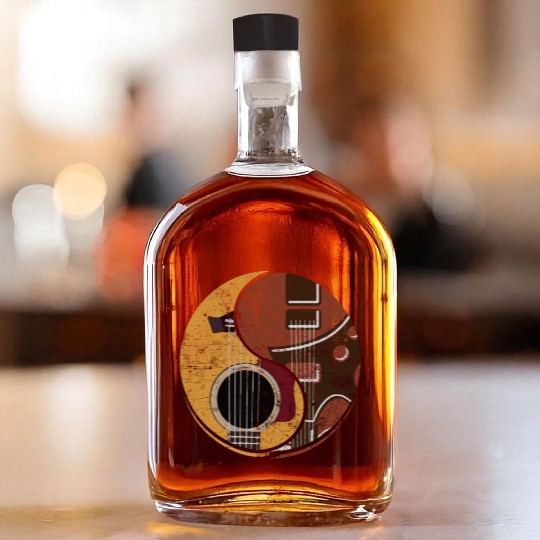 Guitar Ying Yang Music Guitar Player Gift Whiskey Bottles