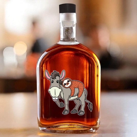 donkey riding sloth farm animal farmer gift Whiskey Bottles
