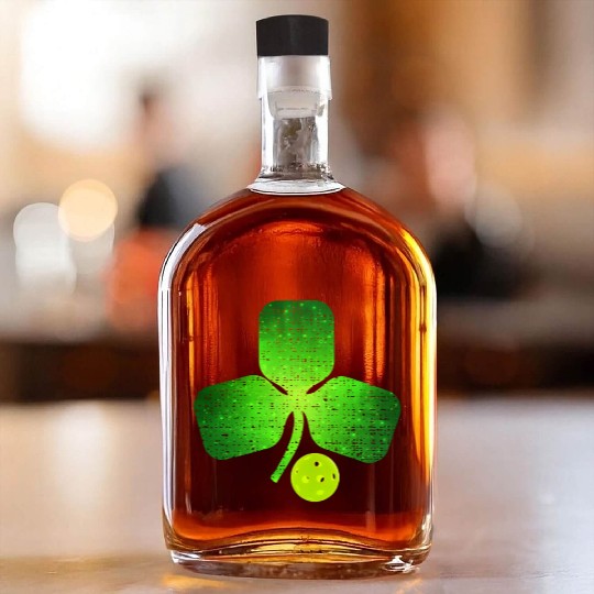 Pickleball St Patricks Day Shamrock Irish Whiskey Bottles