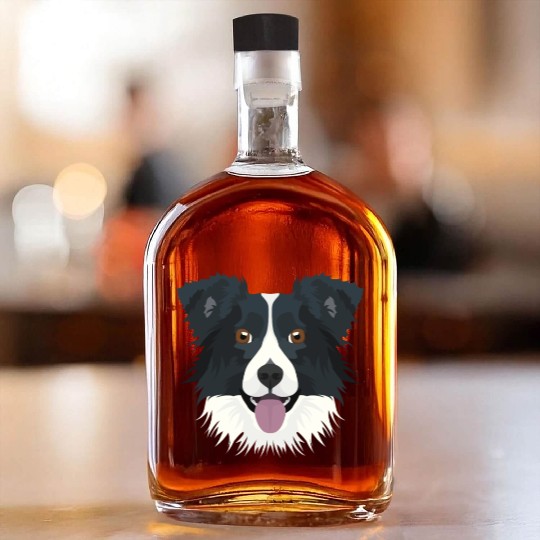 Illustration Border Collie Whiskey Bottles