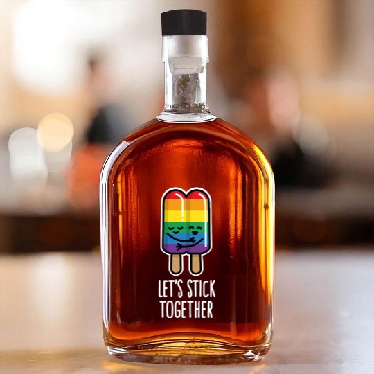Let's stick together funny gay couple popsicle Whiskey Bottles