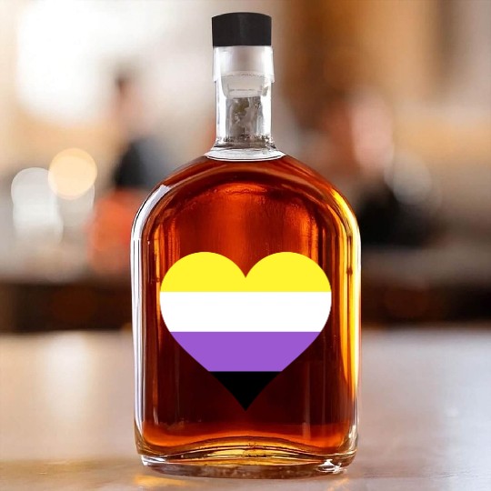 Nonbinary pride flag heart LGBTQ Whiskey Bottles