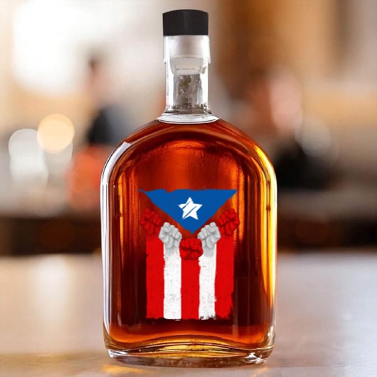 Raised Fists For Puerto Rico - Boricua Flag Whiskey Bottles