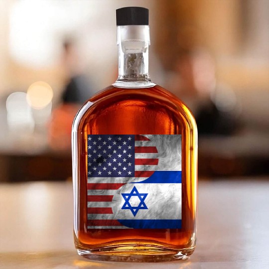 USA Israel Dual Yin Yang Flag Whiskey Bottles