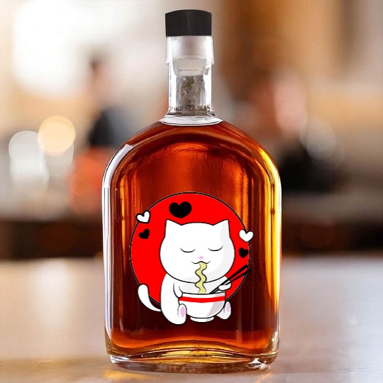 Kawaii Ramen Anime Cat Japanese Manga Whiskey Bottles