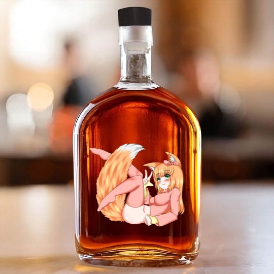 Foxy girl hen Manga Anime Waifu japanese sexy Whiskey Bottles