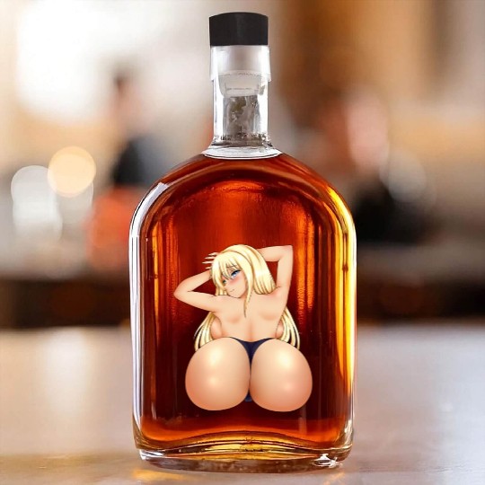 hen Manga Anime Waifu japanese sexy Girl Ahegao Whiskey Bottles