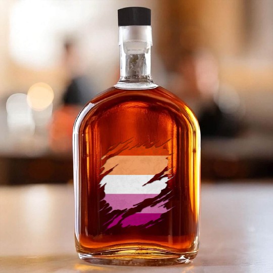 Lesbian Pride Flag Ripped Reveal Whiskey Bottles