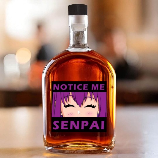 Notice Me Senpai - Japanese anime manga designs Whiskey Bottles