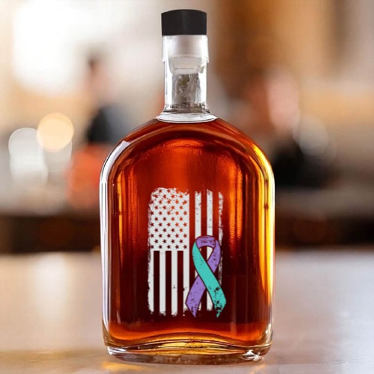 Suicide Prevention Awareness Ribbon - USA American Whiskey Bottles